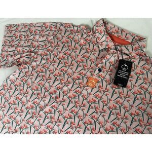 NWT Pins and Aces Short Sleeve Bright Floral Golf Polo Shirt Men's Size 2XL XXL